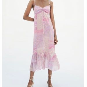 Zara Pastel Paisley Print Dress NWT
